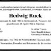 Ruck Hedwig 1920-1992 Todesanzeige